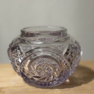 EAPG Elegant Crystal Cut Glass Vase with Lavender Base